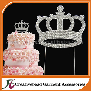 Argent Métal Cristal Diamante Strass Gâteau Ramasse Mariage Couronne Gâteau Topper - Product Image 1