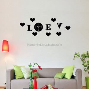 Etiqueta de la pared de san valentín en forma de corazón grande relojes de pared decorativos reloj de acrílico - Product Image 2