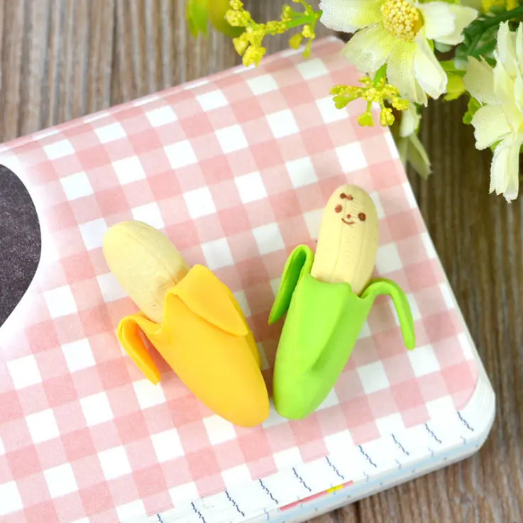 Custom cute fruit banana shape eraser for promotional gifts