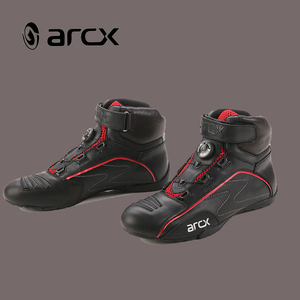 ARCX di Pelle Alla Caviglia Stivali Da Moto con IN CIMA Pulsante Rotante Mens Stivali Da Corsa - Product Image 2