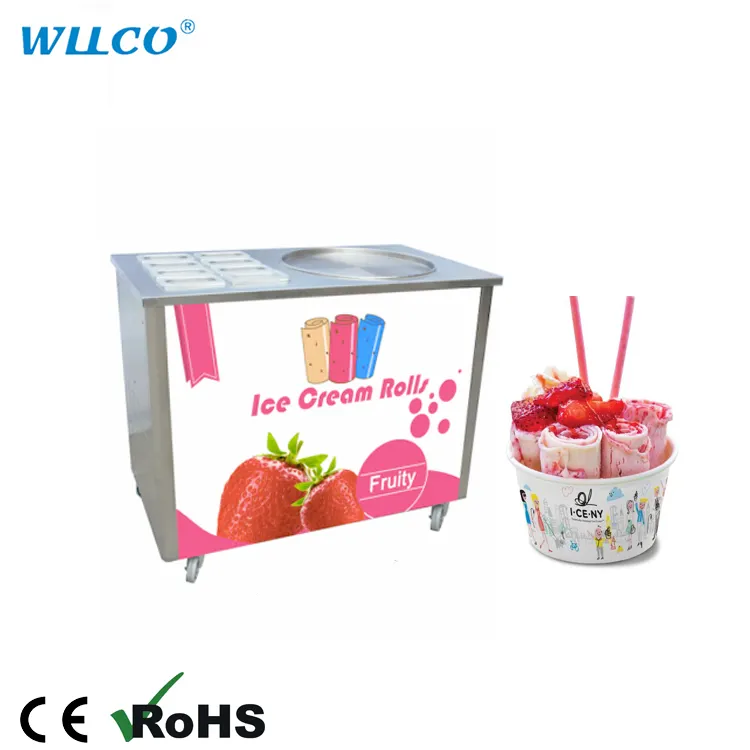 Özelleştirilmiş toptan hızlı dondurulmuş yoğurt dondurma rulo makinesi tek veya çift tavalar dondurma rulo makinesi