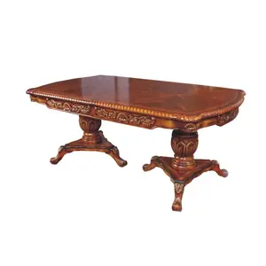 2.5 m uzun Amerikan antika kahverengi renk yemek masası ve sandalye seti