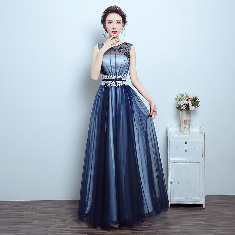 Azul Marino Vestidos Para Bodas Largos Vestido De Noche Largo Azul