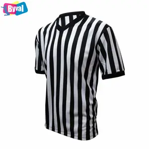 रेफरी जर्सी कस्टम अंपायर वी गर्दन जर्सी खेलों टी शर्ट काले और सफेद धारी थोक वस्त्र ऑनलाइन शॉपिंग चीन