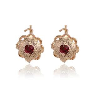 27022 Factory price noble lady jewelry flower shape design 18k gold color rhinestone earring