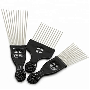 Peine de pelo africano de 3 tamaños, mango de plástico, dientes de Metal, peine Afro - Product Image 2