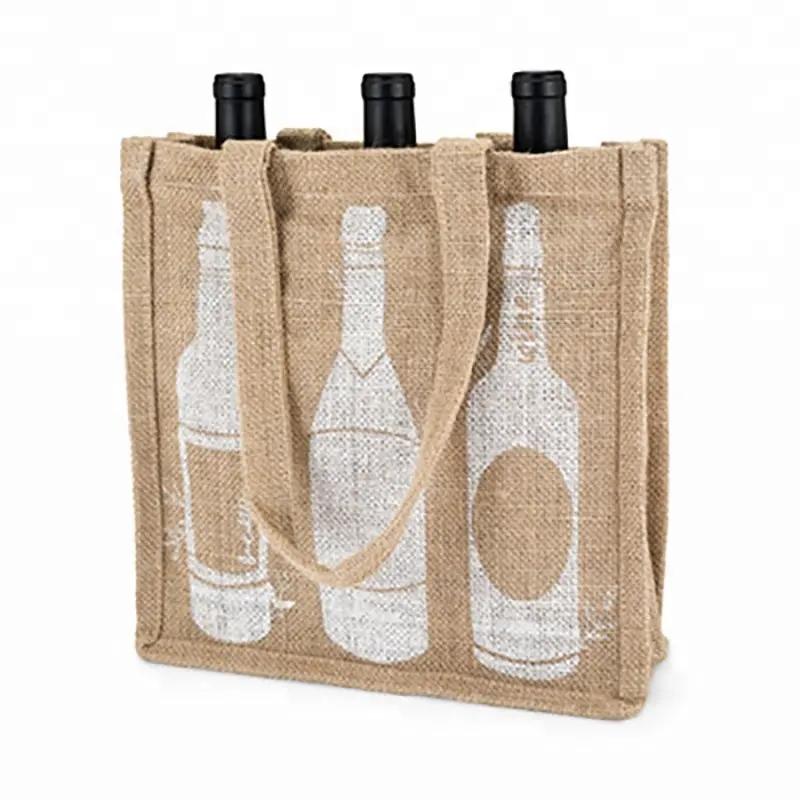 Borsa per la conservazione del vino in juta 3 bottiglie borsa per bottiglia di vino in tela regalo