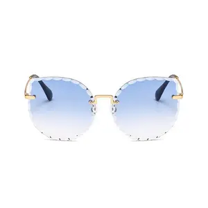 23137 Superhot Eyewear 2019 Frameless Women Sun glasses Shades Fashion Pointed Cat Eye Sunglasses