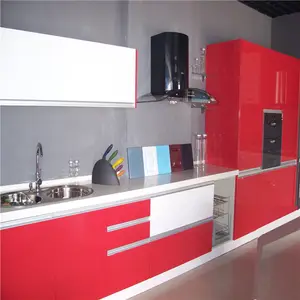 Modern Ticari MDF mutfak dolabı Tasarım Parlak Akrilik Laminat Mutfak Dolapları