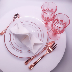 Dùng một lần <span class=keywords><strong>Red</strong></span> Gold giá rẻ giá PS nhựa bạc thiết lập dao kéo cho các bên đám cưới - Product Image 3