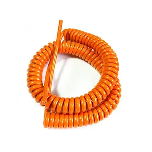 KMCABLE Spring electric PU Jacket 2 3 4 5 core Retract Orange color power wire spiral coil cable