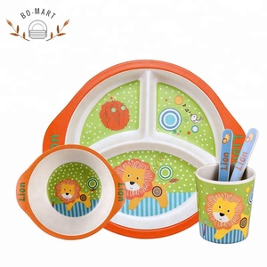5 Pcs Bamboo Fiber Baby Dinnerware <strong>Children</strong> Tableware Dish <strong>Set</strong> Kids <strong>Dinner</strong> <strong>Set</strong> - Product Image 4