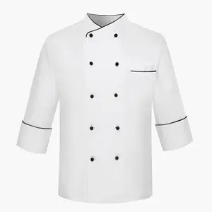 High Quality Restaurant Hotel chef shirt gold-rimmed chef clothing,Fashion summer professional restaurant chef uniform