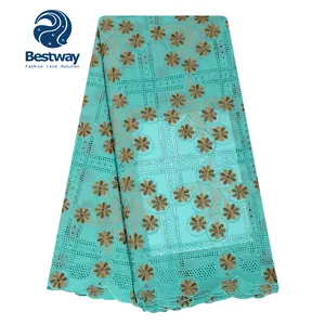 Bestway bordado floral grande pesado tecido de renda suíça 100% algodão na suíça sl0441