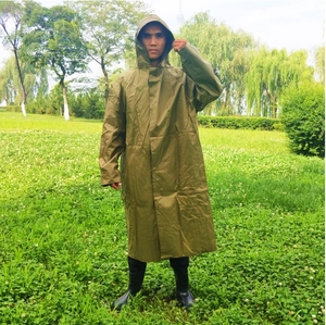 MR04 Oxford <strong>Canvas</strong> with PVC PU Coating Rain Wear Jacket Green Desert Tan Brown Color Custom Made with Snap Button - Product Image 1