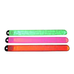 Customized Logo Promotional LED Reflective Wristband Led Reflective Slap Bands Flashing LED Armband