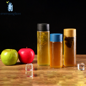 Bouteilles d'<span class=keywords><strong>eau</strong></span> en verre vides transparentes personnalisées de 400ml Bouteilles à boire portables Bouteilles en verre de style <span class=keywords><strong>Voss</strong></span> - Product Image 4