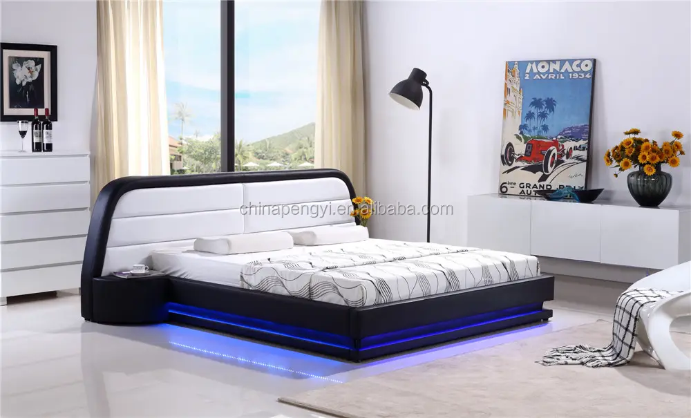 Cama de plataforma tapizada de lujo tamaño king