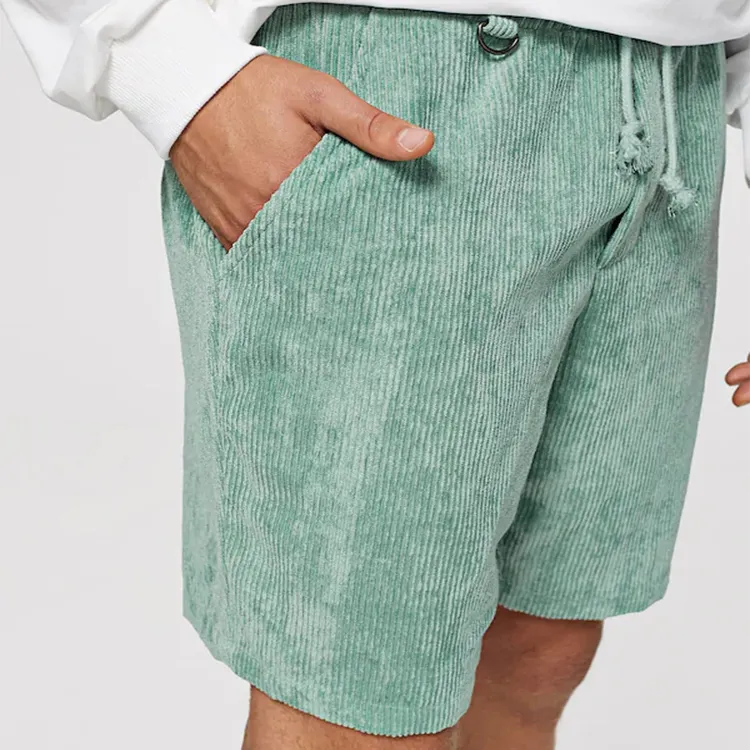 Ontwerp Uw Eigen Board Shorts Custom Effen Kleur Koord Mannen Slant Pocket Corduroy Shorts