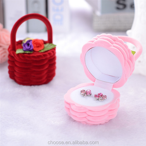 Cartoon Pink Flowers Basket Velvet <strong>Ring</strong> <strong>Box</strong> Earring <strong>Box</strong> Flocking Wedding <strong>Proposal</strong> <strong>Ring</strong> Jewelry Gift Packaging <strong>Box</strong> - Product Image 2