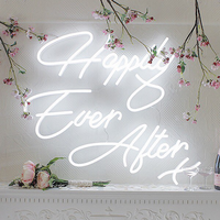 Letrero de Boda de Acrílico con LED de Neón, Diseño 'Happily Ever After', para Montar en la Pared