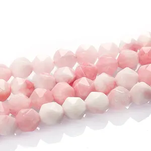 Wholesale Diamond Faceted Beads, Pink Dyed Jade Bead, Loose Gemstone Beads for Jewelry Making