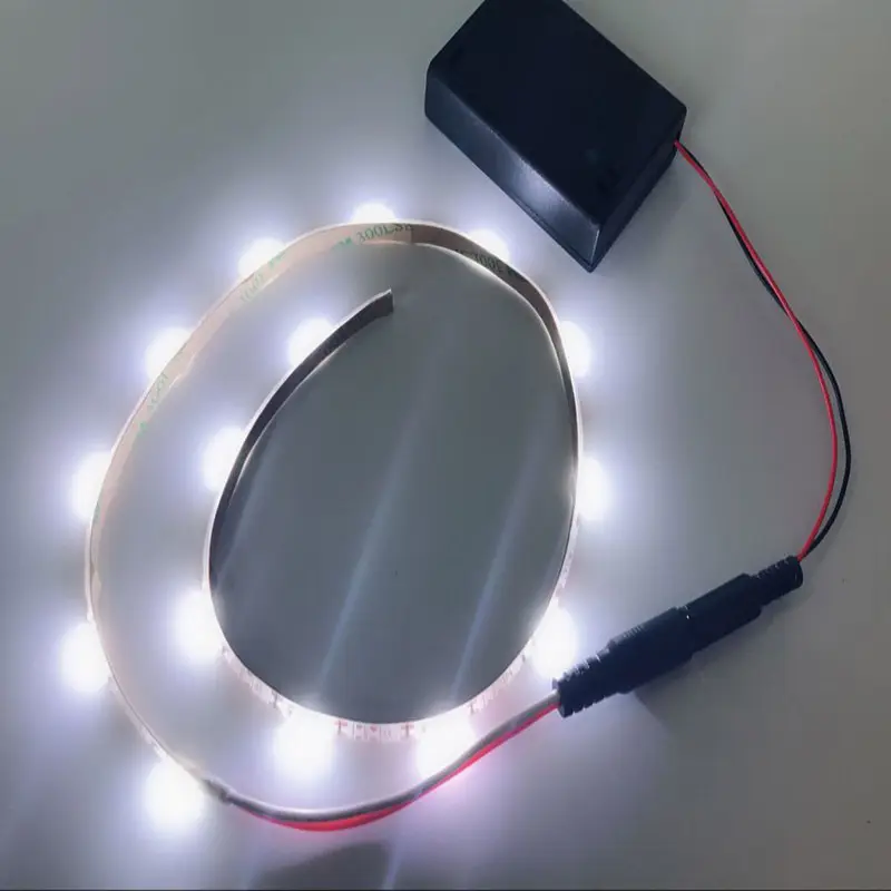 Battery powered led strip light 5v 2835 IP65 8mm width with 4*AAA battery box portable