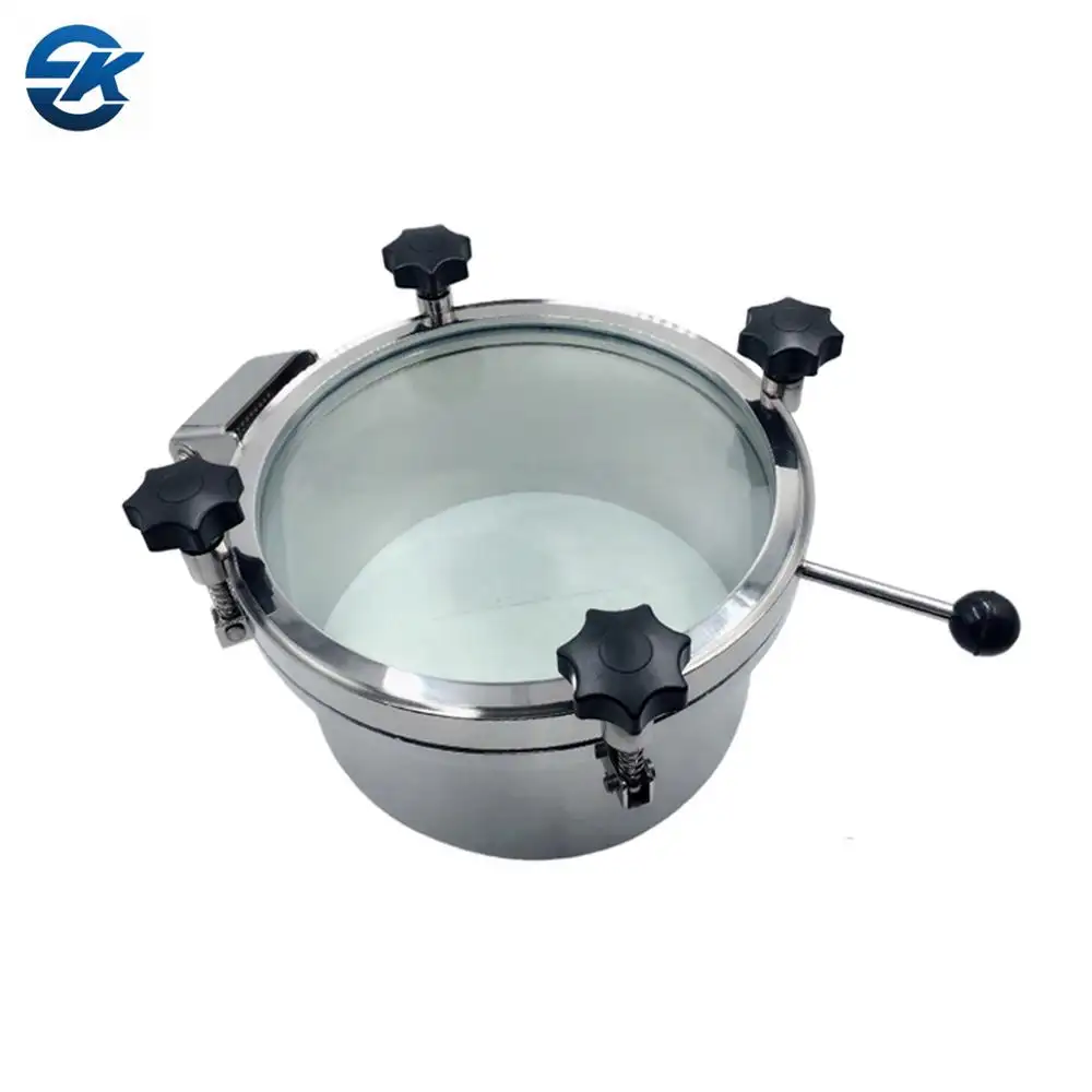 Serbatoio in acciaio inox SS304 Ad Alta Pressione Rotonda Manhole Cover Con Vista Vetro Union Sight Glass Flangia Vetro di Vista