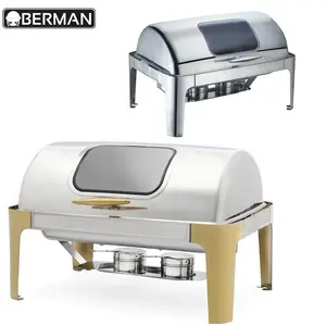 High quality luxury rectangle chafing dish gold and silver plated india hot food warmer chaffing dishes