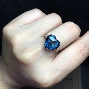 Professionnel 18K or véritable diamant luxe classique naturel <span class=keywords><strong>bleu</strong></span> topaze <span class=keywords><strong>ensemble</strong></span> de bijoux pour les femmes pour les mariages fiançailles pierres précieuses - Product Image 4