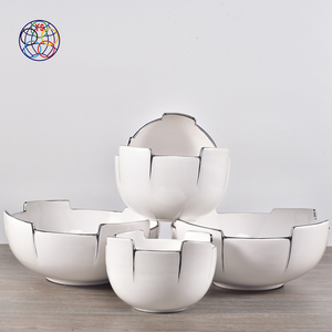 Multipla usato regalo di promozione articolo argento cerchio di frutta moderna ciotole/decorazione di cerimonia nuziale ciotola di ceramica per la decorazione domestica - Product Image 1