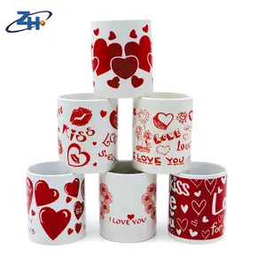 Custom printed valentine's day white ceramic souvenir coffee mug