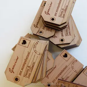 Custom design laser gegraveerde rechthoek multiplex houten gift tags