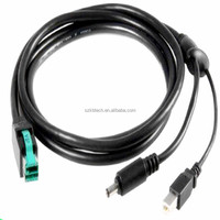 Câble de données 2M PoweredUSB 12V vers USB B mâle avec prise 5521 DC pour affichage et LCD