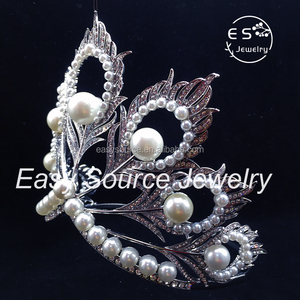 Couronne de diadème en <span class=keywords><strong>plume</strong></span> de paon pour femme, accessoires pour cheveux de mariée, spectacle, thème de paris, - Product Image 2