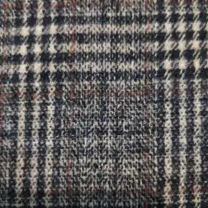 Hot Design Style Factory Price High Quality Comfortable Soft Jacquard Plaid Check Tweed Wool Blended Woven Fabric