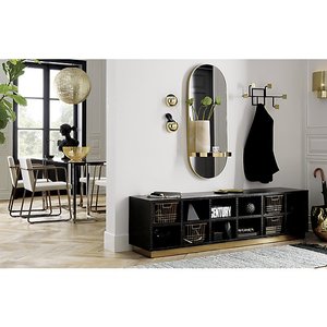 Caplet Oval Brass Khung Thép Không Gỉ Gương Với Nửa Vòng Tròn Kệ Vanity Gương Tường - Product Image 2