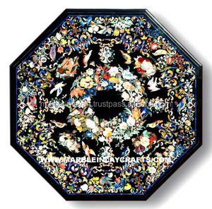 Tablero de Mesa con Incrustaciones de Mármol Indio, Tablero de Mesa de Mármol Pietra Dura - Product Image 1