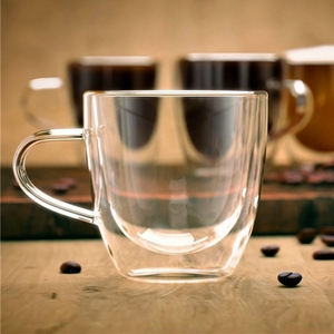 Tazza <span class=keywords><strong>da</strong></span> tè <span class=keywords><strong>in</strong></span> <span class=keywords><strong>vetro</strong></span> <span class=keywords><strong>borosilicato</strong></span> a doppia parete fatta a mano <span class=keywords><strong>da</strong></span> 300ml per Cappuccino Latte con manico - Product Image 3