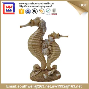 Decorativo polyresin seahorse estatuilla peces y resina decorativa seahorse accesorios por la venta