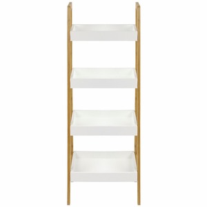 4 Layers Living Room <strong>Corner</strong> <strong>Ladder</strong> Storage <strong>Shelf</strong> - Bamboo White Painting . - Product Image 2