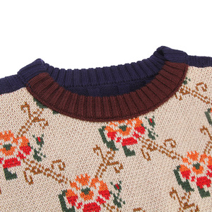 Chandail à col ras du cou en tricot jacquard à manches longues <span class=keywords><strong>chic</strong></span> rétro personnalisé pour femmes échantillon <span class=keywords><strong>de</strong></span> motif patchwork <span class=keywords><strong>de</strong></span> Noël d'hiver - Product Image 6