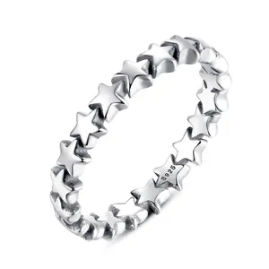 Qings 925 Sterling Silber Stern Ring Stapelbar Ringe für ihre