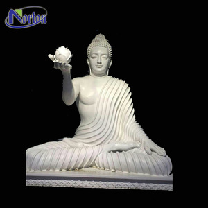 Modern Outdoor Decoration Life Size Natural <strong>Stone</strong> <strong>Buddha</strong> Sculpture White Marble <strong>Buddha</strong> Sitting on Lotus Statue NT-MSZ014 - Product Image 4
