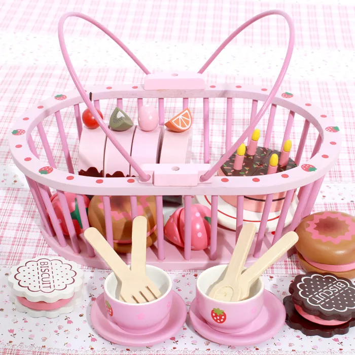 Деревянный Торт на день рождения, ролевая игрушка/детский кухонный набор, игрушка для ролевых игр