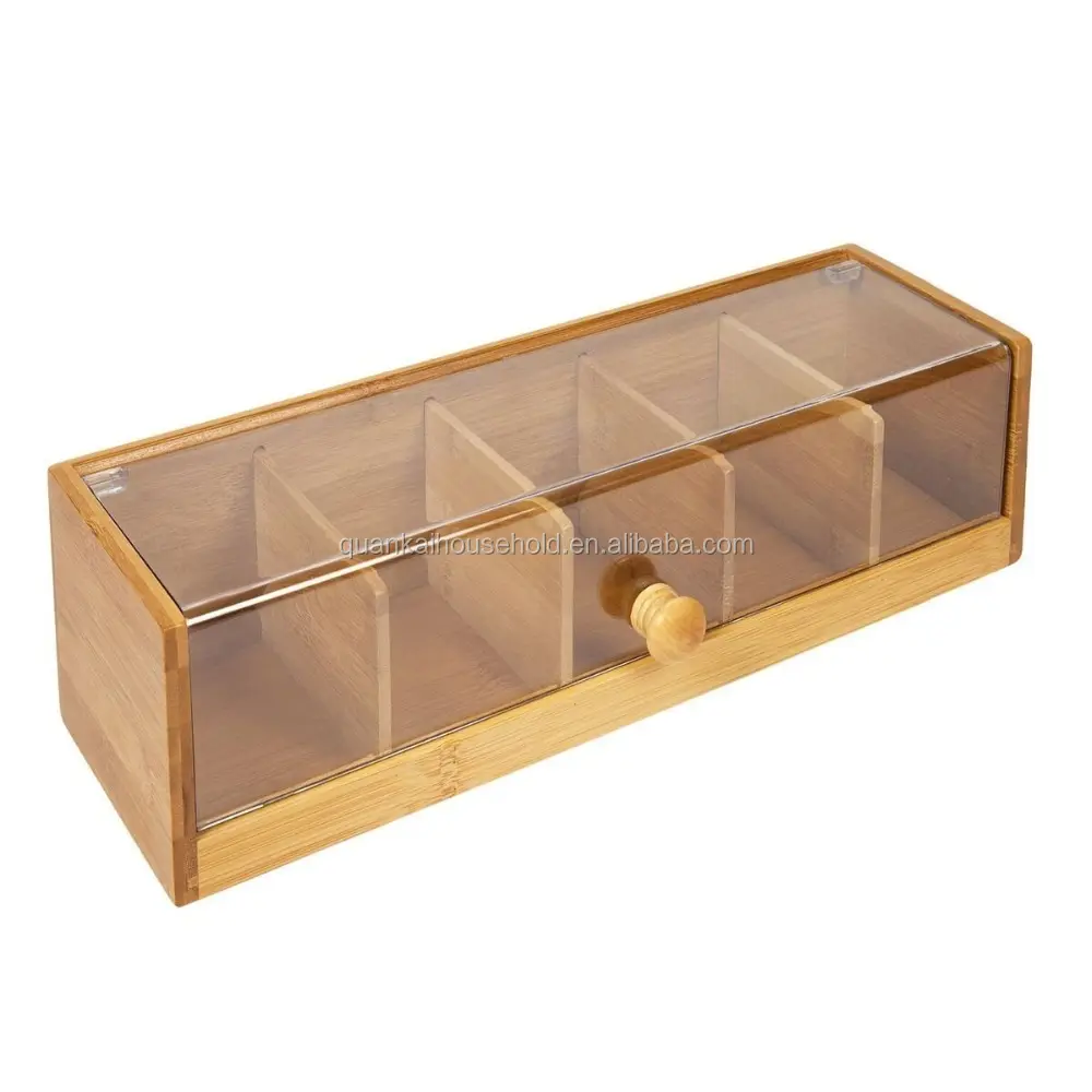 Бамбуковая чайная коробка, органайзер для чайных пакетиков и хранение в бамбуке и акриле