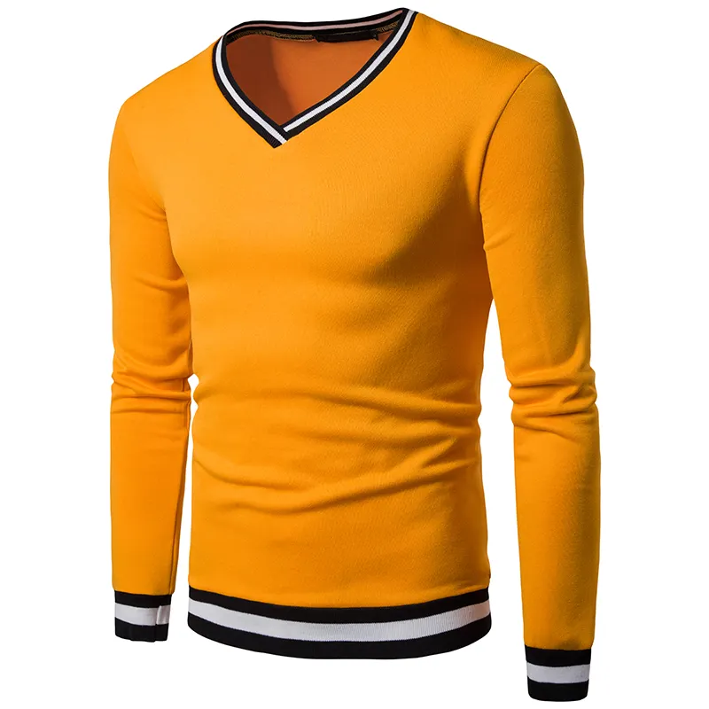 2022 Spring Mens High Quality Long Sleeve Stitching V-Neck Sweater