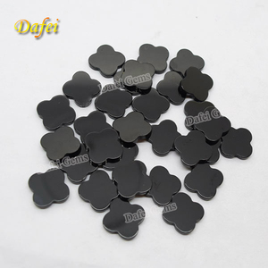 Trèfle à quatre feuilles d'usine, <span class=keywords><strong>agate</strong></span> noire naturelle - Product Image 1