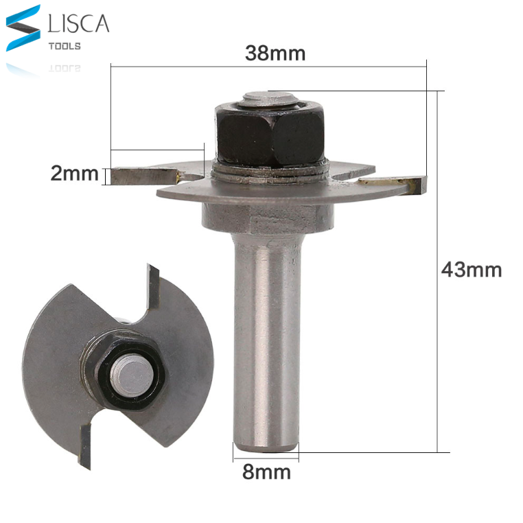 L-N142 8Mm Shank Kualitas Tinggi "T" Jenis Biskuit Bersama Slot Cutter Jointing / Slotting Router Bit 2Mm Tinggi Cutter Kayu Kerja