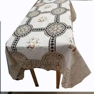 Mantel <span class=keywords><strong>de</strong></span> <span class=keywords><strong>Ganchillo</strong></span> Hecho a Mano con Bordado Floral, Estilo Boho Vintage, Poliéster/Lino Ecológico, Personalizable - Product Image 1